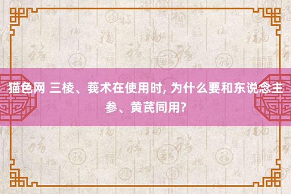 猫色网 三棱、莪术在使用时， 为什么要和东说念主参、黄芪同用?
