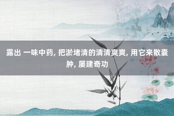 露出 一味中药， 把淤堵清的清清爽爽， 用它来散囊肿， 屡建奇功